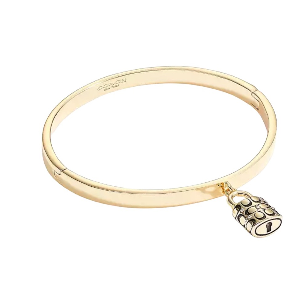 NWT Coach Gold Bangle Bracelet with‎ Iconic Charm
